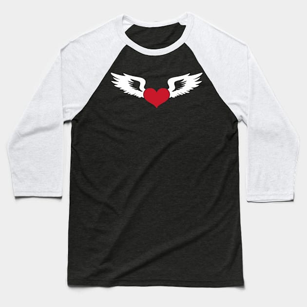 Heart Winged Baseball T-Shirt by Ramateeshop